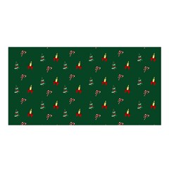 Christmas Background Green Pattern Satin Shawl 45  X 80 