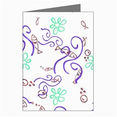 Background Pattern Wallpaper Fish Greeting Cards (pkg Of 8)