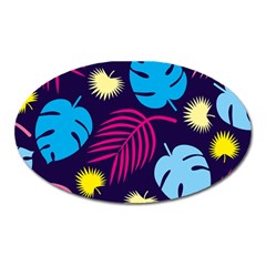 Leaves Patternwallpaper Foliage Oval Magnet