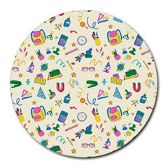 Pattern School Bag Pencil Triangle Round Mousepad