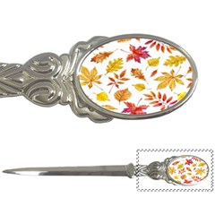 Watercolor-autumn-leaves-pattern-vector Letter Opener by nateshop