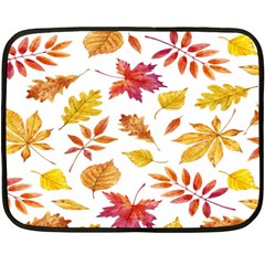 Watercolor-autumn-leaves-pattern-vector Fleece Blanket (mini) by nateshop