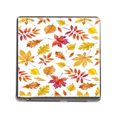 Watercolor-autumn-leaves-pattern-vector Memory Card Reader (square 5 Slot) by nateshop