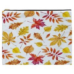 Watercolor-autumn-leaves-pattern-vector Cosmetic Bag (xxxl) by nateshop