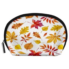 Watercolor-autumn-leaves-pattern-vector Accessory Pouch (large) by nateshop