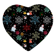 Christmas Thanksgiving Pattern Heart Ornament (two Sides)