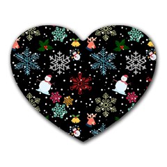 Christmas Thanksgiving Pattern Heart Mousepad by Ravend