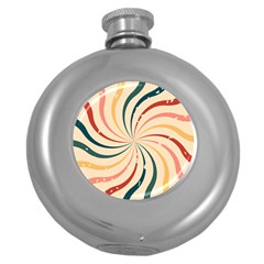 Swirl Star Pattern Texture Vintahe Classic Old Round Hip Flask (5 Oz) by Ravend