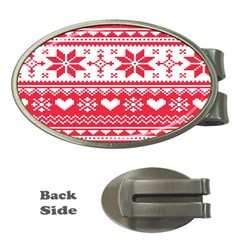 Nordic-seamless-knitted-christmas-pattern-vector Money Clips (oval)  by nateshop