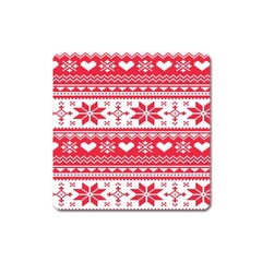 Nordic-seamless-knitted-christmas-pattern-vector Square Magnet by nateshop