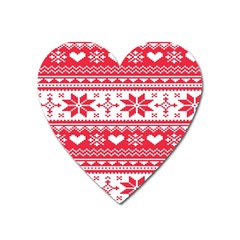 Nordic-seamless-knitted-christmas-pattern-vector Heart Magnet by nateshop