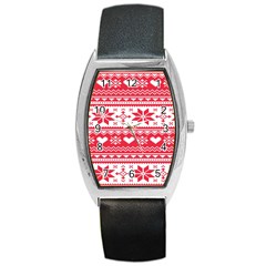 Nordic-seamless-knitted-christmas-pattern-vector Barrel Style Metal Watch by nateshop