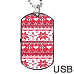 Nordic-seamless-knitted-christmas-pattern-vector Dog Tag Usb Flash (one Side) by nateshop