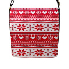 Nordic-seamless-knitted-christmas-pattern-vector Flap Closure Messenger Bag (l) by nateshop