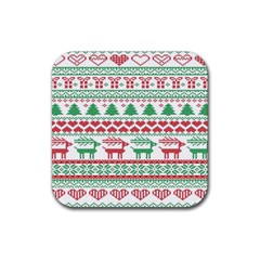 Scandinavian-nordic-christmas-seamless-pattern-vector Rubber Coaster (Square)