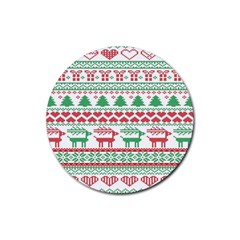 Scandinavian-nordic-christmas-seamless-pattern-vector Rubber Coaster (Round)