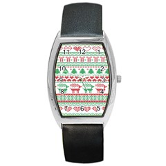 Scandinavian-nordic-christmas-seamless-pattern-vector Barrel Style Metal Watch