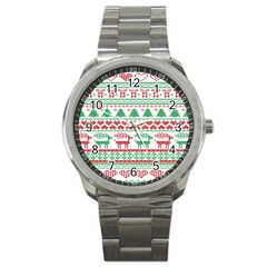 Scandinavian-nordic-christmas-seamless-pattern-vector Sport Metal Watch