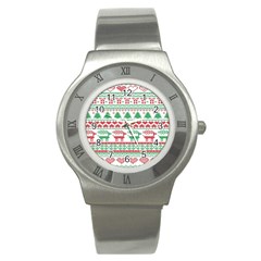 Scandinavian-nordic-christmas-seamless-pattern-vector Stainless Steel Watch