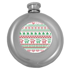 Scandinavian-nordic-christmas-seamless-pattern-vector Round Hip Flask (5 oz)