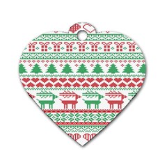 Scandinavian-nordic-christmas-seamless-pattern-vector Dog Tag Heart (One Side)