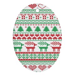 Scandinavian-nordic-christmas-seamless-pattern-vector Oval Ornament (two Sides)