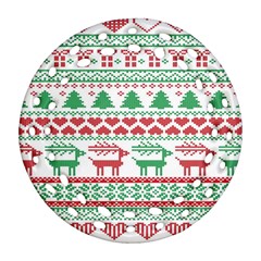 Scandinavian-nordic-christmas-seamless-pattern-vector Round Filigree Ornament (Two Sides)