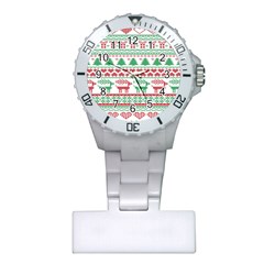 Scandinavian-nordic-christmas-seamless-pattern-vector Plastic Nurses Watch