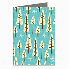 Vector-white-cartoon-trees-pattern Greeting Cards (pkg Of 8) by nateshop