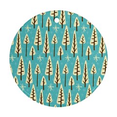 Vector-white-cartoon-trees-pattern Ornament (round) by nateshop