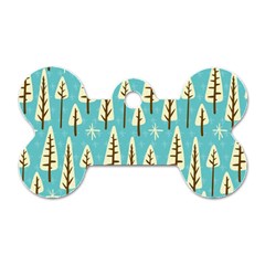 Vector-white-cartoon-trees-pattern Dog Tag Bone (two Sides)