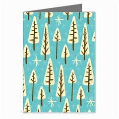 Vector-white-cartoon-trees-pattern Greeting Card by nateshop