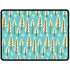 Vector-white-cartoon-trees-pattern Fleece Blanket (large)  by nateshop