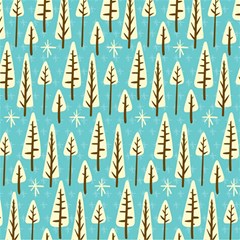 Vector-white-cartoon-trees-pattern Play Mat (square)