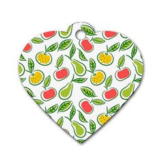 Fruit Fruits Food Illustration Background Pattern Dog Tag Heart (one Side)