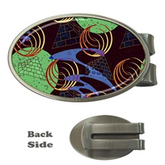 Pyramid Sphere Colorful Background Money Clips (oval) 