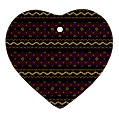 Background Flower Abstract Pattern Heart Ornament (two Sides)