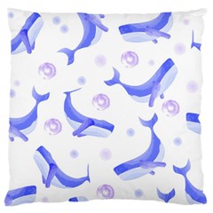 Whale Fish Sea Pattern Mammal Ocean Large Flano Cushion Case (two Sides) by Ravend