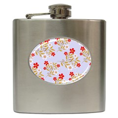 Nature Illustration Pattern Flower Floral Hip Flask (6 Oz) by Ravend