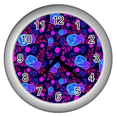 Illustration Background Wallpaper Wall Clock (silver)