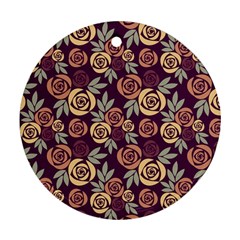 Illustration Flower Floral Nature Pattern Background Round Ornament (two Sides)