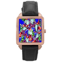 Merry Christmas Rose Gold Leather Watch 