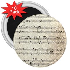 Music Beige Vintage Paper Background Design 3  Magnets (10 Pack)  by Ravend