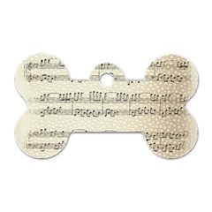 Music Beige Vintage Paper Background Design Dog Tag Bone (one Side)