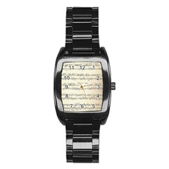 Music Beige Vintage Paper Background Design Stainless Steel Barrel Watch