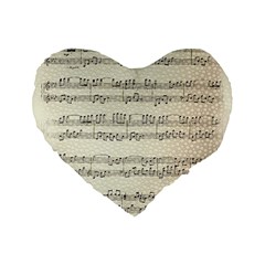 Music Beige Vintage Paper Background Design Standard 16  Premium Flano Heart Shape Cushions