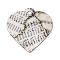 Music Notes Note Music Melody Sound Pattern Dog Tag Heart (one Side) by Ravend