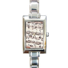 Vintage Beige Music Paper Background Design Rectangle Italian Charm Watch