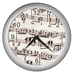 Vintage Beige Music Paper Background Design Wall Clock (silver)