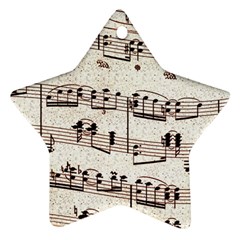 Vintage Beige Music Paper Background Design Star Ornament (two Sides)